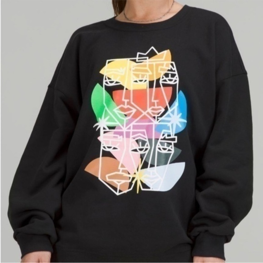 Lululemon All Yours Cotton‎ T-Shirt Sweater Gay Pride Rainbow In Black Oversized